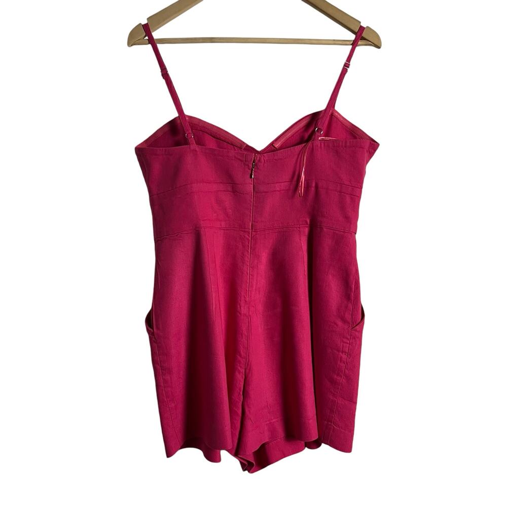Milly Anya Pink Linen Double Bow Sleeveless Romper Size 6 - Picture 12 of 16